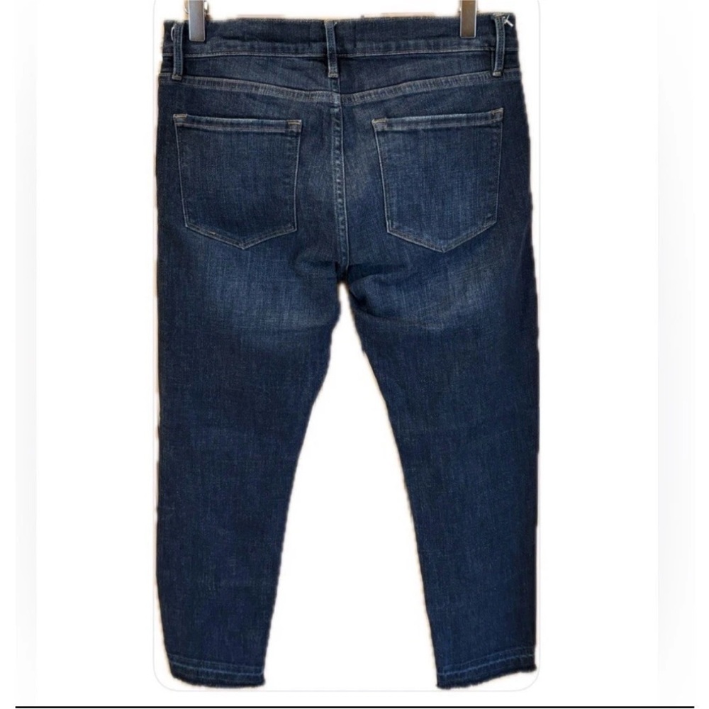 Frame Le Garcon NWOT Dark Wash Mid Rise Slim Crop Raw Hem 27 - Picture 2 of 9